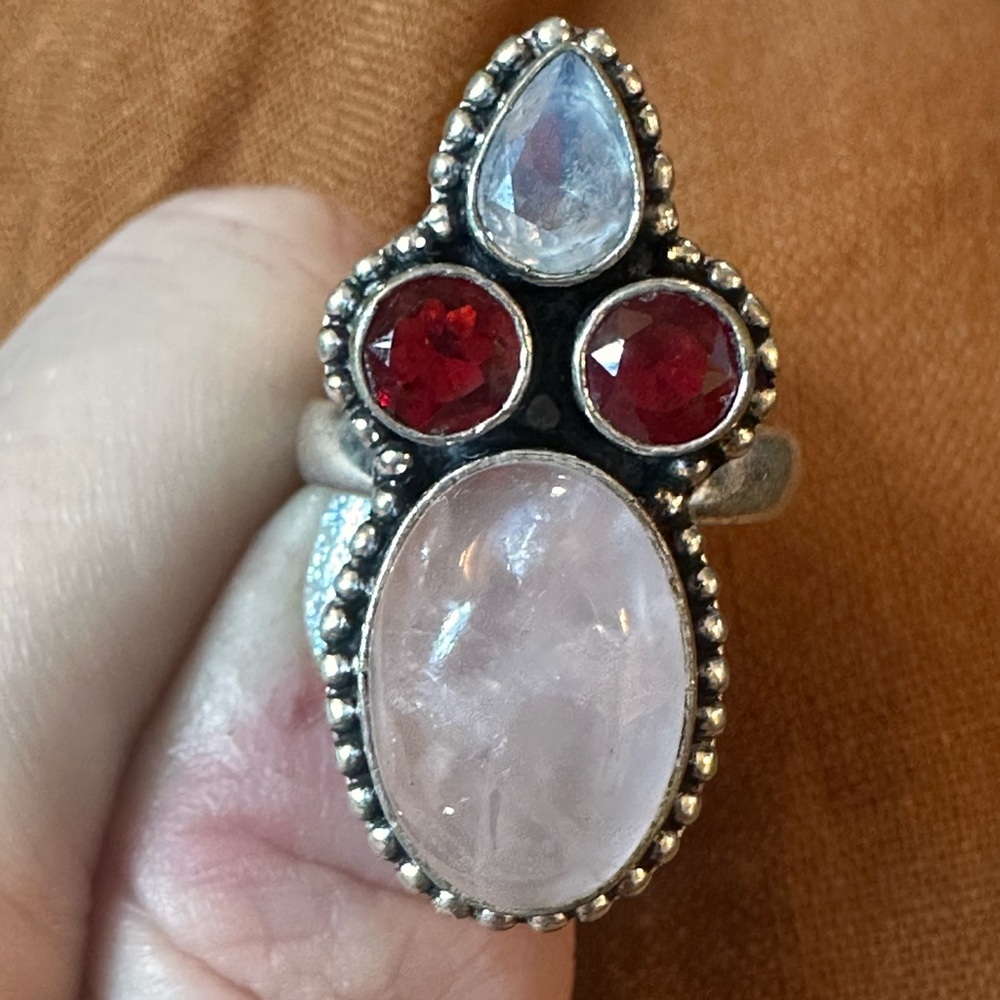 Gorgeous rose quartz sterling silver ring - Picture 2 of 5